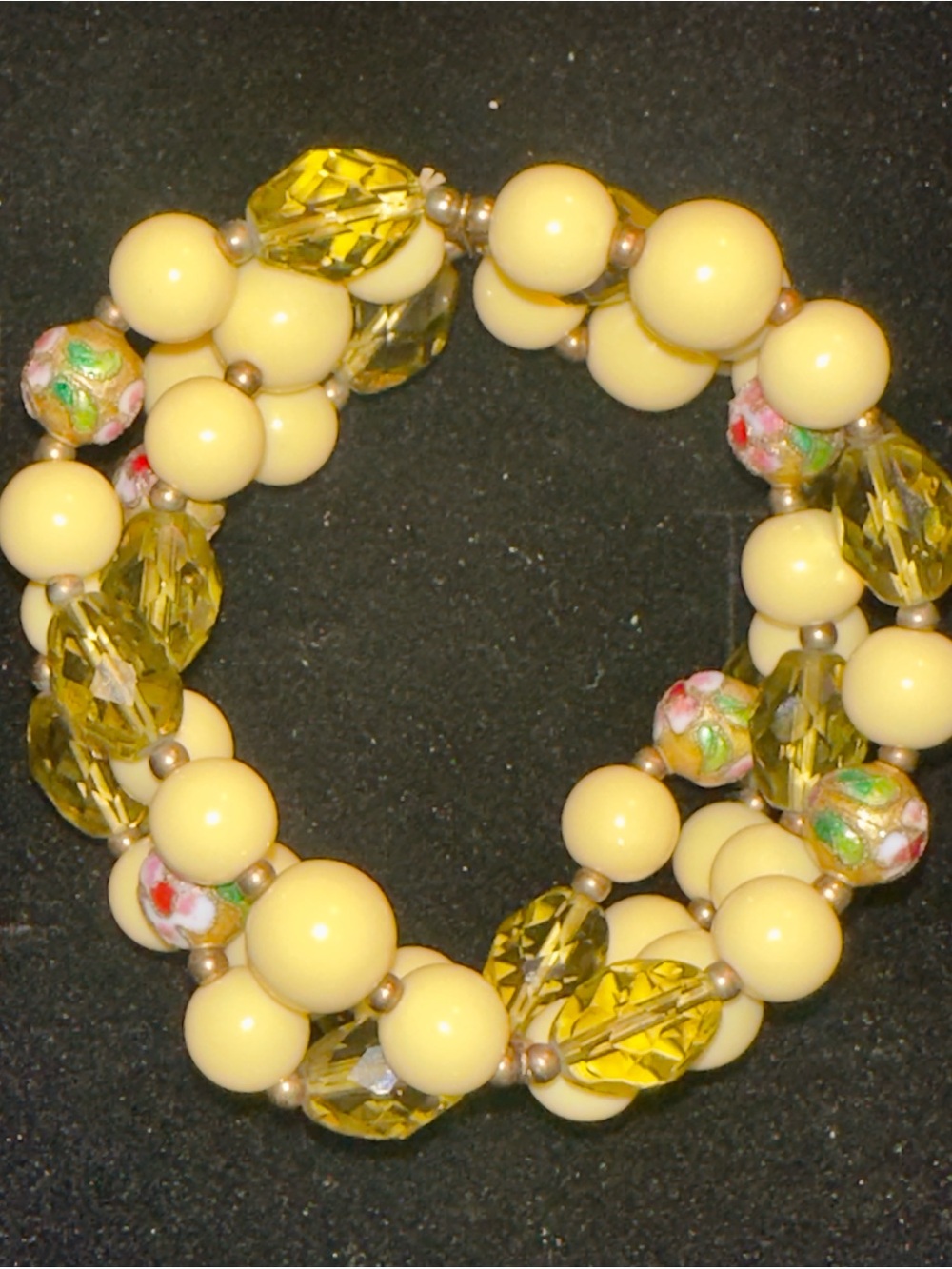 Yellow Beaded Stretch Bracelet - Brand